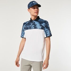 Oakley Men's Tie-Dye Blue and White Polo